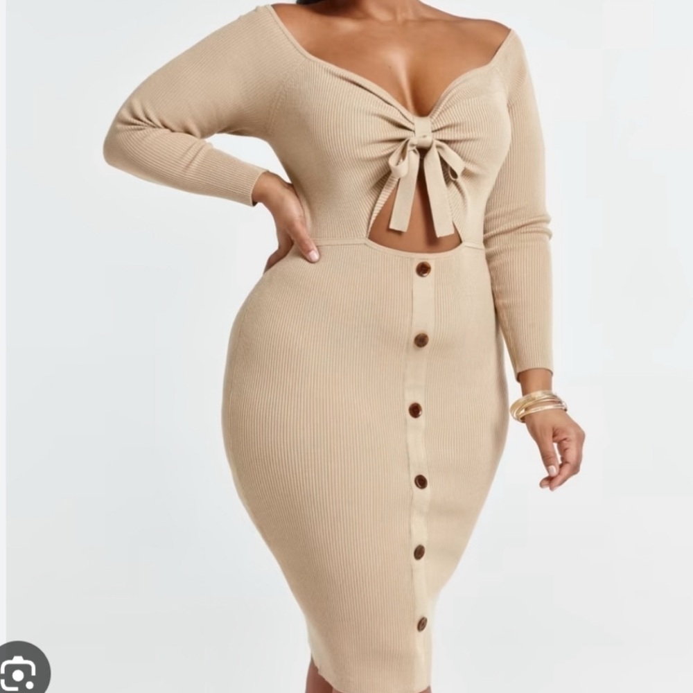 FTF Larissa Tie Front Cut Out Sweater Dress